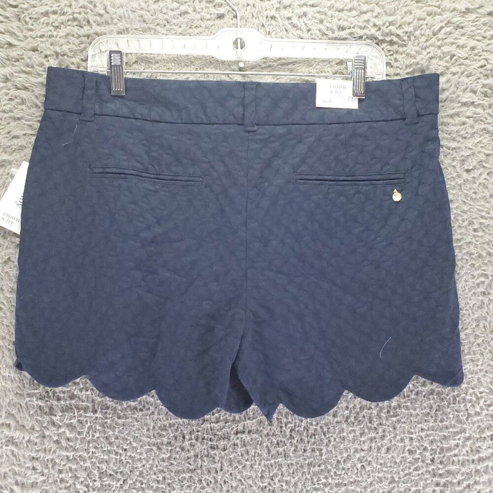 Crown & Ivy Shorts Womens Size 12 Shelby Navy Blue Scallop Hem Shorts *NWT* - Picture 8 of 9